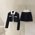 [J0861] 데일리수잔 배색카라 크롭자켓 미니스커트 세트 (어깨패드) : 수잔클로젯