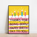 엘리고럭키 해피버스데이 아트포스터 생일 축하 선물 인테리어 액자 : 엘리고럭키