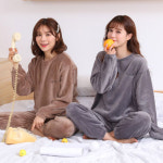겨울 여자 극세사 바지 잠옷 홈웨어 파자마 라운지웨어 여성 실내복 이지 상하의 세트 : 내마우스