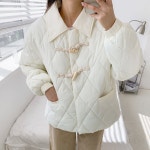 겨울 빅카라 퀄팅 여성 누빔 패딩점퍼 방한 깔깔이 떡볶이 단추 숏점퍼 여자아우터 : 응 이뻐