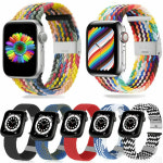 조절 가능한 탄성 나일론 스트랩 브레이드 솔로 루프 밴드 워치 8 7 6 5 43 SE 2 울트라 38mm 40mm 42mm 44mm 손목 : 뚜꾸몰