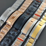 남성용 실버 블랙 시계 스트랩 스테인리스 스틸 팔찌 다이빙 버터플라이 버클 교체 부품 20mm : 뚜꾸몰