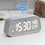 플라이토 와이파이 인테리어 LED 탁상시계 전자 디지털 알람 우드 온습도 무소음 헤이비 : 지성아이엔씨