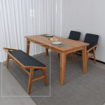 2인 원목 벤치의자 고무나무 편한 단단한 식탁의자 내추럴 : 리퍼스