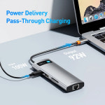 Baseus USB C 허브 C타입-HDMI 호환 어댑터 맥북 에어 M1 M2 분배기용 이더넷 포트 도킹 스테이션 10Gbps : 뚜꾸몰