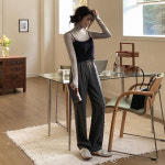 자체제작 하이웨스트 핀턱 디링 벨트 와이드 슬랙스 : 러브썸원