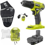 Ryobi 18V ONE+ 드릴 드라이버 다 비트 세트 1.5Ah 리튬 이온 배터리 충전기 Buho 홀스터가 포함된 무선 번들 : 필자몰032