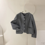 [J0863] 데일리수잔 (세일) 사각체크 브이넥 루즈핏 자켓 (어깨패드) : 수잔클로젯