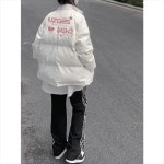 여성 겨울 면 패딩 미색 가죽 다운 코튼 재킷 새 오버 루즈 : 삿포로시골언니