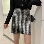 미니스커트 하운드 투스 체크 허리 밴딩 스커트 : SSBlueBirds