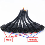 LED 스트립용 케이블 와이어 플러그 M16 방수 2 3 4 5 핀 IP65 암수 잭 22mm 너트 커넥터 20cm OD 6mm 2 개 : 골드마이닝실버