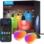 Govee 스마트 야외 스트링 조명 15개 Dimmable RGBIC LED 전구 48피트 IP65 방수 비산 방지 파티오 발코니 뒤뜰용 47가지 장면 모드로 색상... 