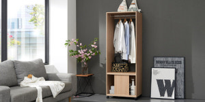 이동식 오픈형 우드 원목 사각 수납 행거 600 : 리빙하우징