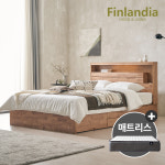 핀란디아 넬슨 LED 원목 수납침대 퀸Q+21포켓매트리스 : 핀란디아가구