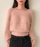 소프트 스퀘어넥 솔잎 니트(8colors) : 더블콩