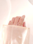 14K 물결 두줄 실반지 컷팅 레이어드 투톤반지 : 디어링 DearRing