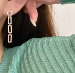 14k 스퀘어 컷팅 민자 원터치 귀걸이 : 진진메이드