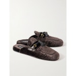 톰 포드 남성 Stephen Tasselled Leather-Trimmed Croc-Effect Velvet Slippers 슬리퍼 J1390 TVE066X1B036 : 캐치패션