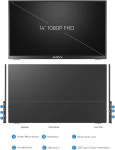 ARZOPA 14.0 1080P FHD IPS for HDMI-노트북 USB C PC Mac 스위치 PS5 Xbox 외부 두 번째 화면 용 초박형 HDR 휴대용 모니터 : 뚜꾸몰