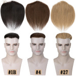 헤어 TESS Toupee 남성용 라인 V 루프 인모 PU 스킨 헤어피스 전면 남성 교체 시스템 보이지 않는 가발 12g 0.31mm : 지빠오