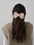 marcher perido 마르쉐페리도 골덴 코듀로이 빅 리본자동핀 헤어핀 클립 겨울 : p.peridot