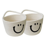 2개세트 라탄 소품 화장품 책상 수건 정리 바구니 바스켓 채반 수납함 보관함 : 하우스 메이트