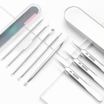 블랙헤드 여드름 피지 압출기 뾰루지 핀셋 8종세트 피지제거기 피지뽑는 스텐레스 집게 : 제이제이원