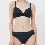 편안한 노와이어 브라 햄팬티 그린 체크 브라팬티세트 : 댑코리아