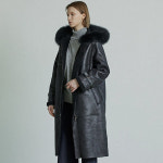 라벨르by신영모피 폭스후드 에코롱 무스탕 가죽 여성 겨울 아우터 에코퍼 페이크퍼 하프 : 유디스토어