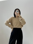 레브 라운드 루즈핏 데일리 울 반집업 니트 : 에이레이크