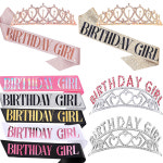 생일왕관 머리띠 티아라 보석 공주 어깨띠 파티 세트 : 리본데이 REBORNDAY