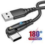 충전케이블 180 회전 USB C타입 케이블 고속 충전 화웨이 삼성 호환 휴대폰용 날짜 코드 3A 마이크로 샤오미 POCO 원플러스용 : 아이언아이언