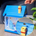 어항 생태 소형 미니 금붕어 수족관 거실 작은 풍경 초흰색 유리 세트 탁상 수초 : 엘케이S