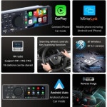 1DIN 4 CARPLAY 자동차 라디오 블루투스 안드로이드자동 MP5 플레이어 핸즈프리 A2DP USB 스테레오 시스템 멀티미디어 헤드 유닛 F7805... 