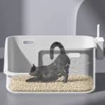 초대형 오픈형 계단식 고양이 화장실, 다묘 대형묘 사막방지 화장실 : 달밤공작소