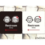 RESTROOM6 왼쪽화살표 부착형 사각안내판 22x22cm 알림 표지판 안내문구 매장 홍보 : 고급만물상회