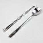 스텐 궁중 수저세트 샤틴 무광 숟가락 젓가락 식당 스텐레스 식기 : 조니에하우스