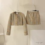 [J0885] 데일리수잔 하운드 체크 크롭 자켓 스커트 세트 : 수잔클로젯