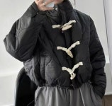 여성 떡볶이 숏패딩 3컬러 누빔 퀼팅점퍼 토글 단추 깔깔이 숏자켓 : 래빗온탑