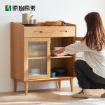 홈카페 수납장 주방 서랍장 틈새 예쁜 요소 단단한 나무 찬장 오크 심플한 거실 차 캐비닛 : 브리즈나인