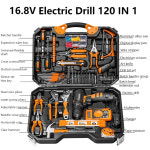 가정용 하드웨어 도구 세트 리튬 배터리 전동 공구 전기 드릴 조합 상자 플라이어 톱 해머 16.8V 120 in 1 : 태화엔시스