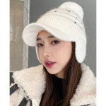 F006490_(골프모자)겨울털 방한모자 귀달이 귀마개 캡모자 니트모자 : 유메이루리