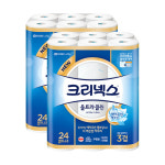 크리넥스 3겹 천연펄프 울트라 클린 25m 24롤 (2개) 에어 쿠션 앰보싱 대량 구매 : 청결몰