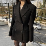 이더 EITHER 아워글라스 부클 더블 자켓 하프 코트 3color : 리바이비