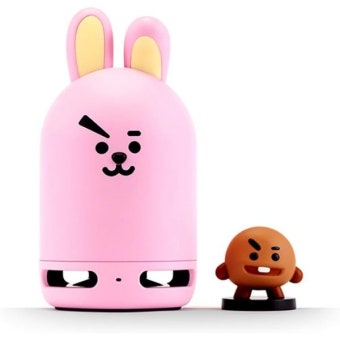 BT21 오피셜 프렌즈 듀오 블루투스 스테레오 휴대용 스피커 피규어 세트 가정, 야외, 여행용 쿠키 SHAKEY : 여름무역