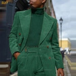 턱시 비즈니스 정장 블 웨딩 세트 바지 코듀로이 파티 슬림핏 맞춤형 남성용 더블 브레스트 : 더 미래모