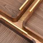 골드 손잡이 우드 트레이 3개 세트 호두나무 카페 : 빌리언브릿지