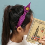 엔젤 슈슈 스마일 자수 스트라이프 헤어 밴드 진 핑크 : 상진마켓