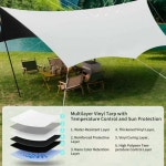 타프 캠핑 차박 암막 블랙 코팅 방수포 비닐 야외 팔각형 나비 모양 대형 : 꿈인트레이더