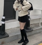 진주 벨벳 메리제인 겨울 기모 포인트 플랫슈즈 : 에르떼 Erette